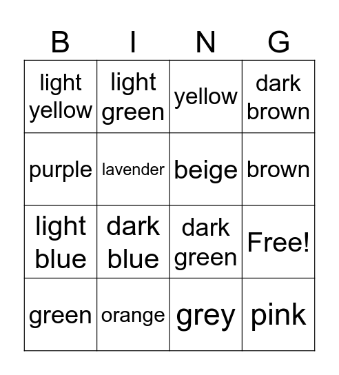 Color Bingo Card
