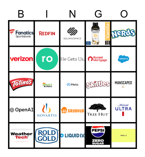 SuperBowl 2026 Bingo Card