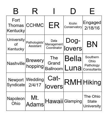 #eandbdoasurpriseweddingshower Bingo Card
