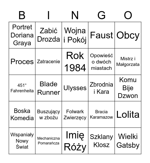 Książki Bingo Card
