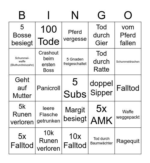 Elden Ring Bingo Card
