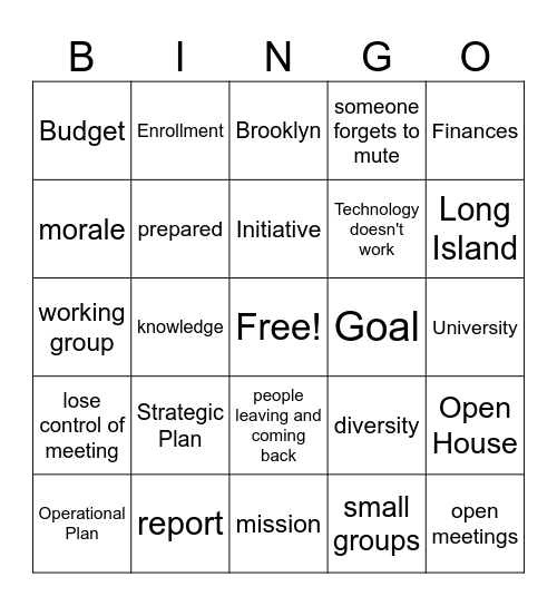 Meeting Day Bingo Card