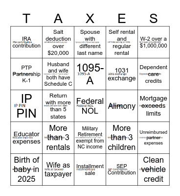 Fun Season Bingo Card