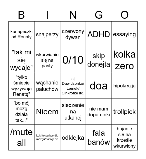 Bruce bingo Card