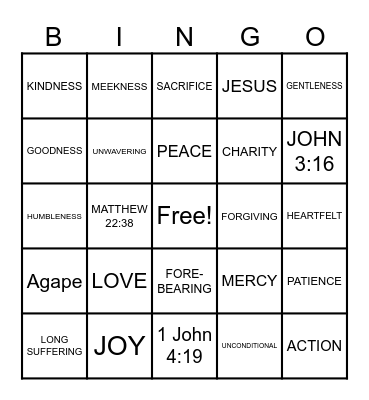 LOVE Bingo Card
