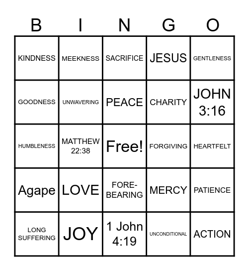 LOVE Bingo Card