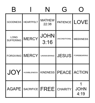 LOVE Bingo Card