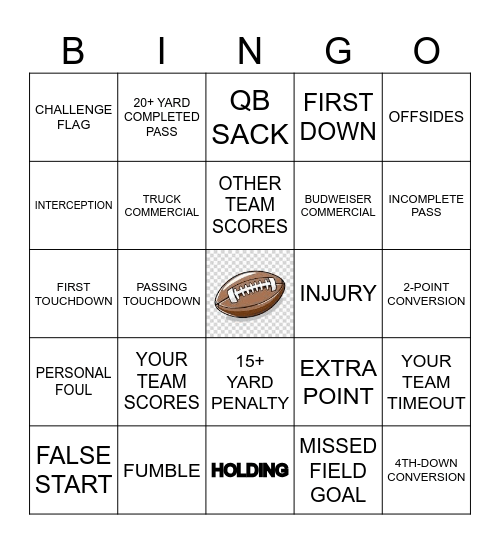 SUPER BOWL 2026 Bingo Card