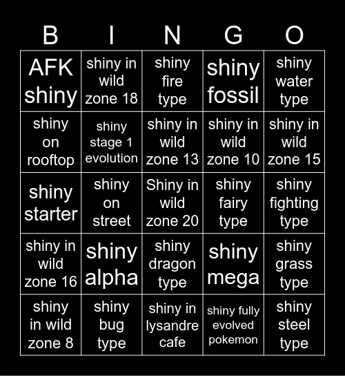 ZA Shiny Bingo Card