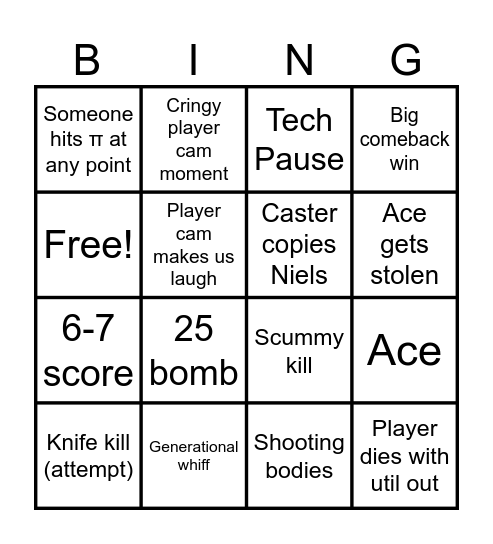 Valalala Bingo Card