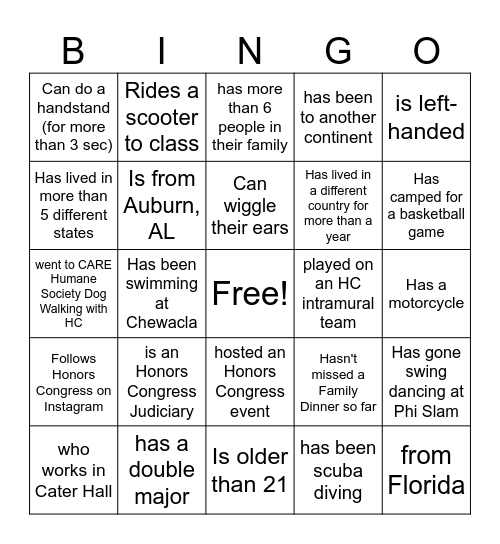 BIN-GO MEET SOMEONE WHO... Bingo Card