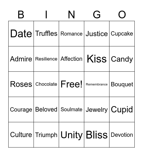 February Bingo Card