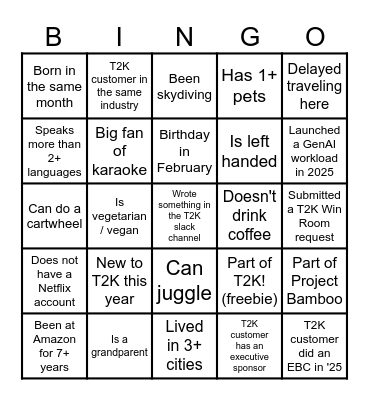 Find Someone Who Bingo Card
