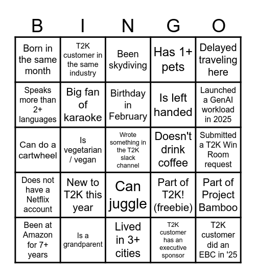Find Someone Who Bingo Card
