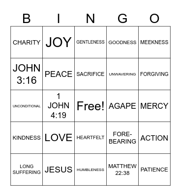 LOVE Bingo Card