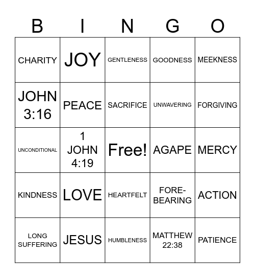 LOVE Bingo Card