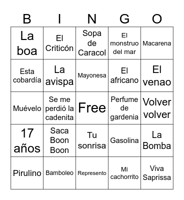 BINGO MUSICAL Bingo Card