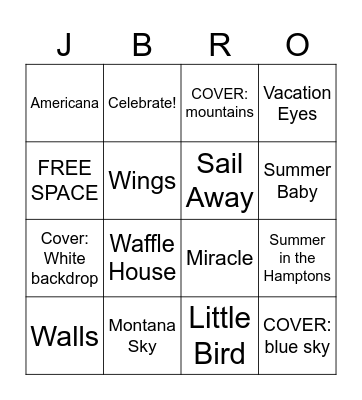 The Album - Jonas Brothers Bingo Card
