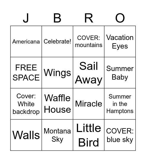 The Album - Jonas Brothers Bingo Card