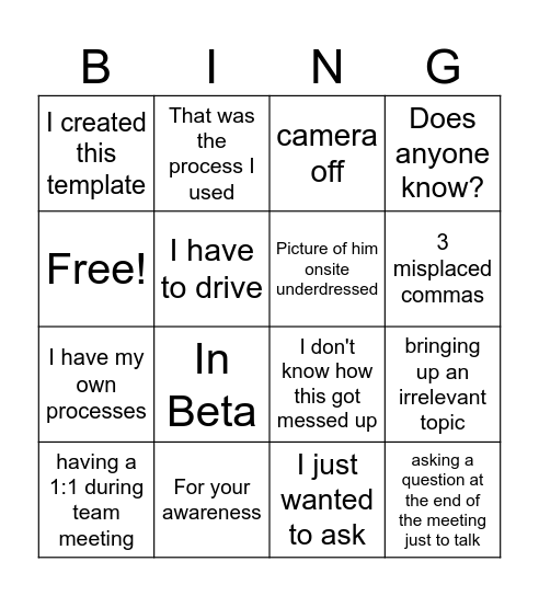 Paul Bingo Card