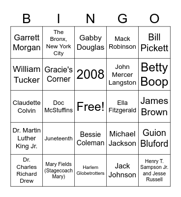 Black History Month Bingo Card