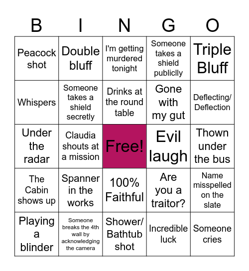 THE TRAITORS BINGO Card
