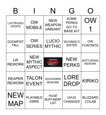 SPOTLIGHT OVERWATCH (2?) Bingo Card