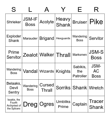 Destiny Rising Jiangshi Hunt Bingo Card