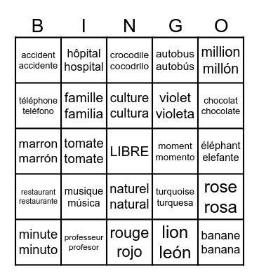 WORLD AFFAIR Bingo Card