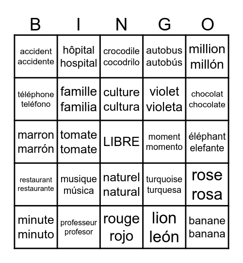 WORLD AFFAIR Bingo Card