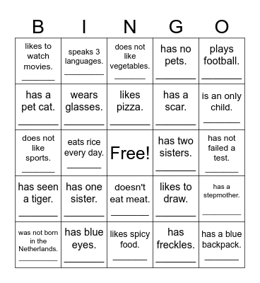 Find someone who... Bingo Card