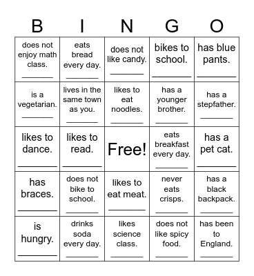 Find someone who... Bingo Card