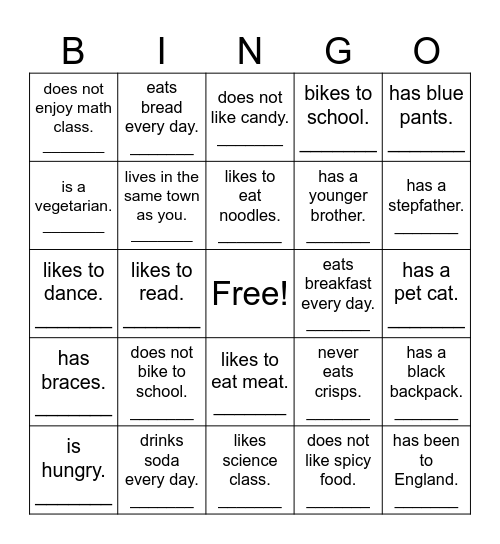 Find someone who... Bingo Card