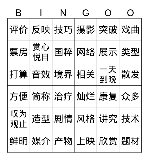 Spencer's bingo Card