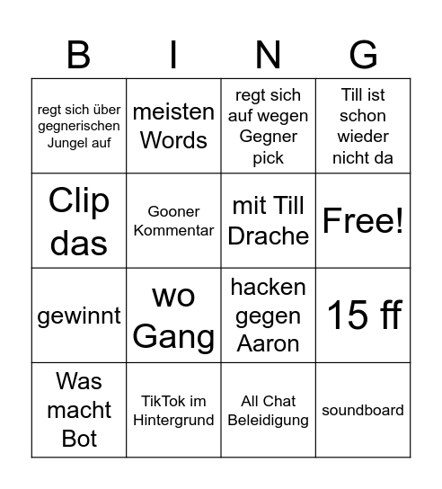 Simon LoL Bingo Card