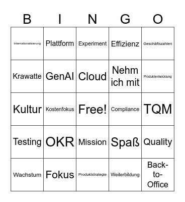 Kick-Off Bingo Card