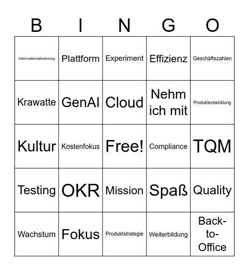 Kick-Off Bingo Card