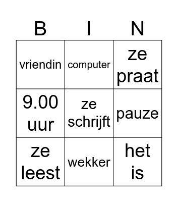 Boekje erbij 2: H 17 Bingo Card