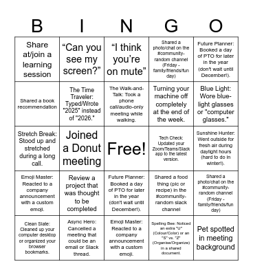 Ascent Bingo Card