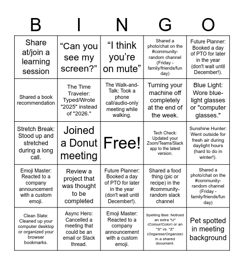 Ascent Bingo Card