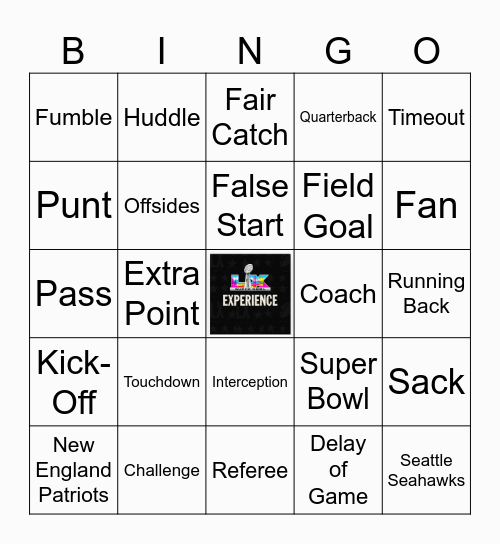 Super Bowl Bingo Card