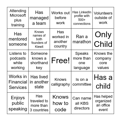 ECP Networking Bingo Card