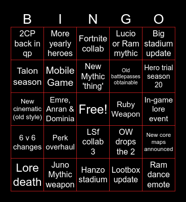 Overwatch spotlight bingo Card