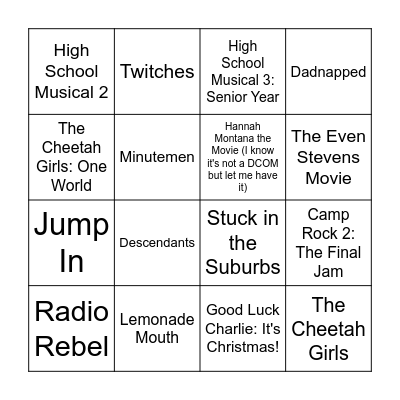 DCOM Bingo Card