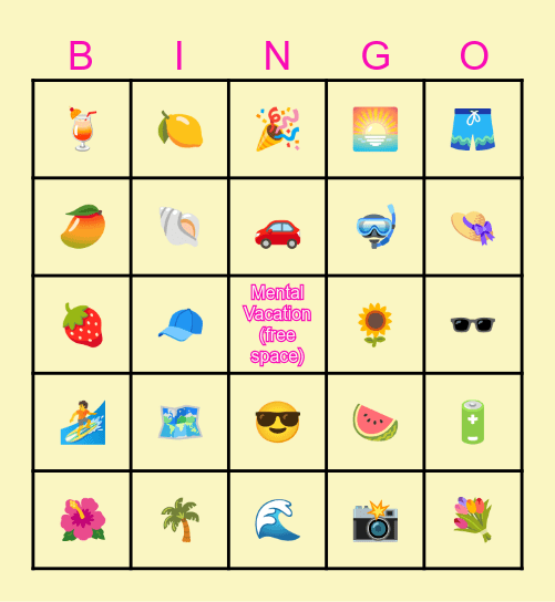 Beat The Winter Blues Bingo Card