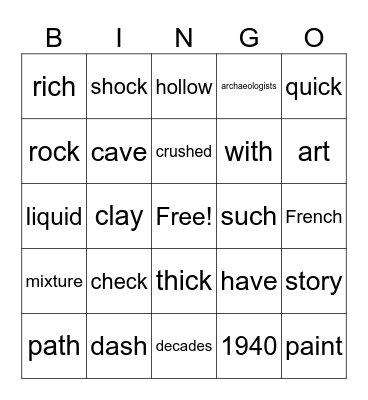 The Story in the Cave by Michelle Warner Bingo Card