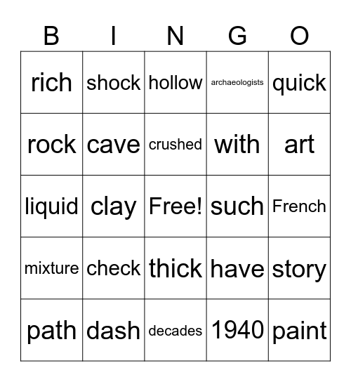 The Story in the Cave by Michelle Warner Bingo Card