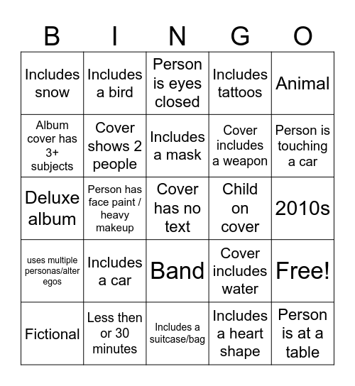Spotify Albums Bingo Card
