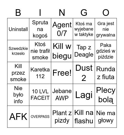 meczyk csa Bingo Card