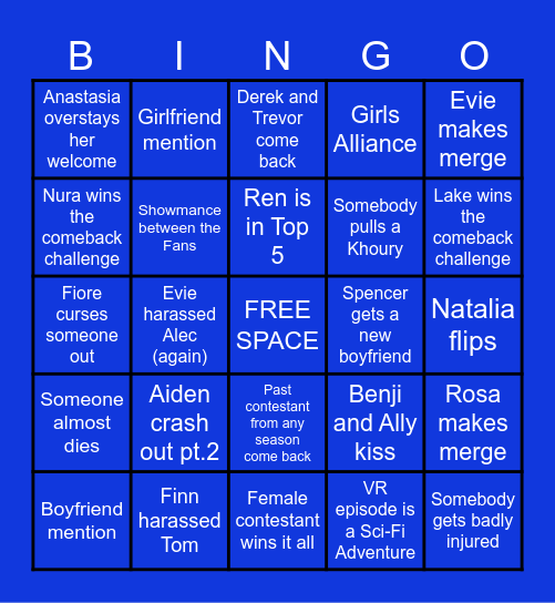 Disventure Camp Fans vs Faves Bingo Card